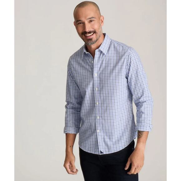 UNTUCKit Mens Durif Wrinkle Free Long Sleeve White Blue Check Button Up - Medium - Picture 1 of 9